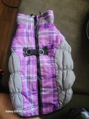 Purple Plaid Reflective Dog Winter Coat - Brand Unspecified